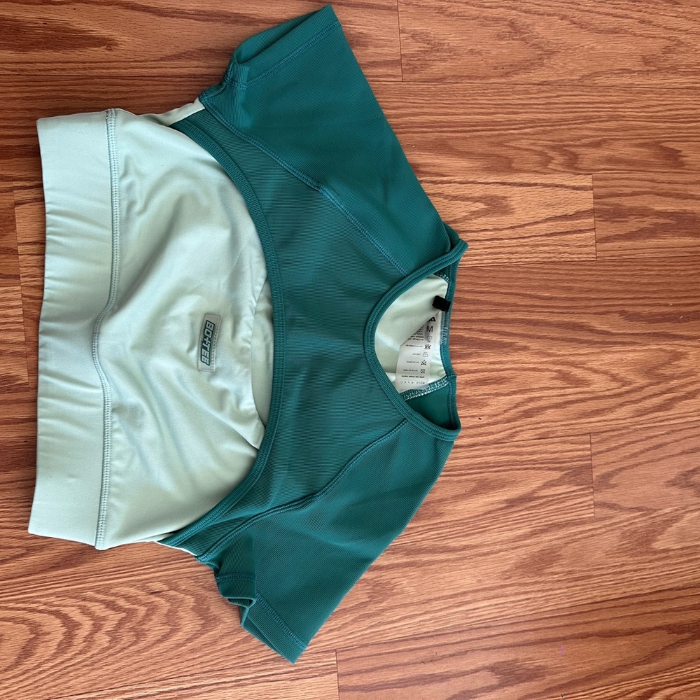 Green Fitted Crop T-Shirt